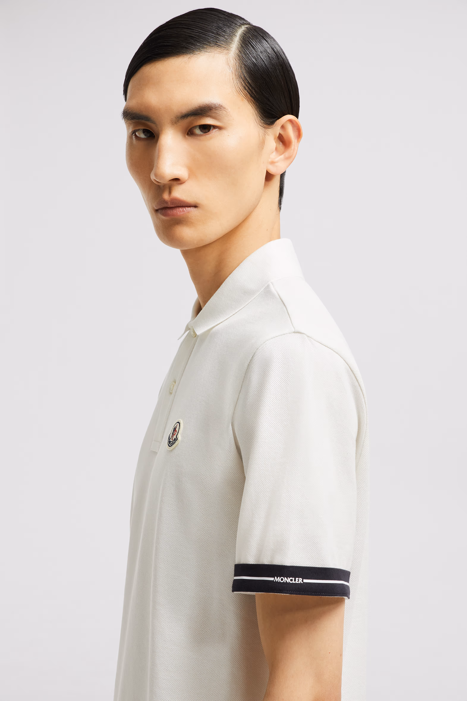 Logo Cotton Piquet Polo Shirt Men White Moncler 4